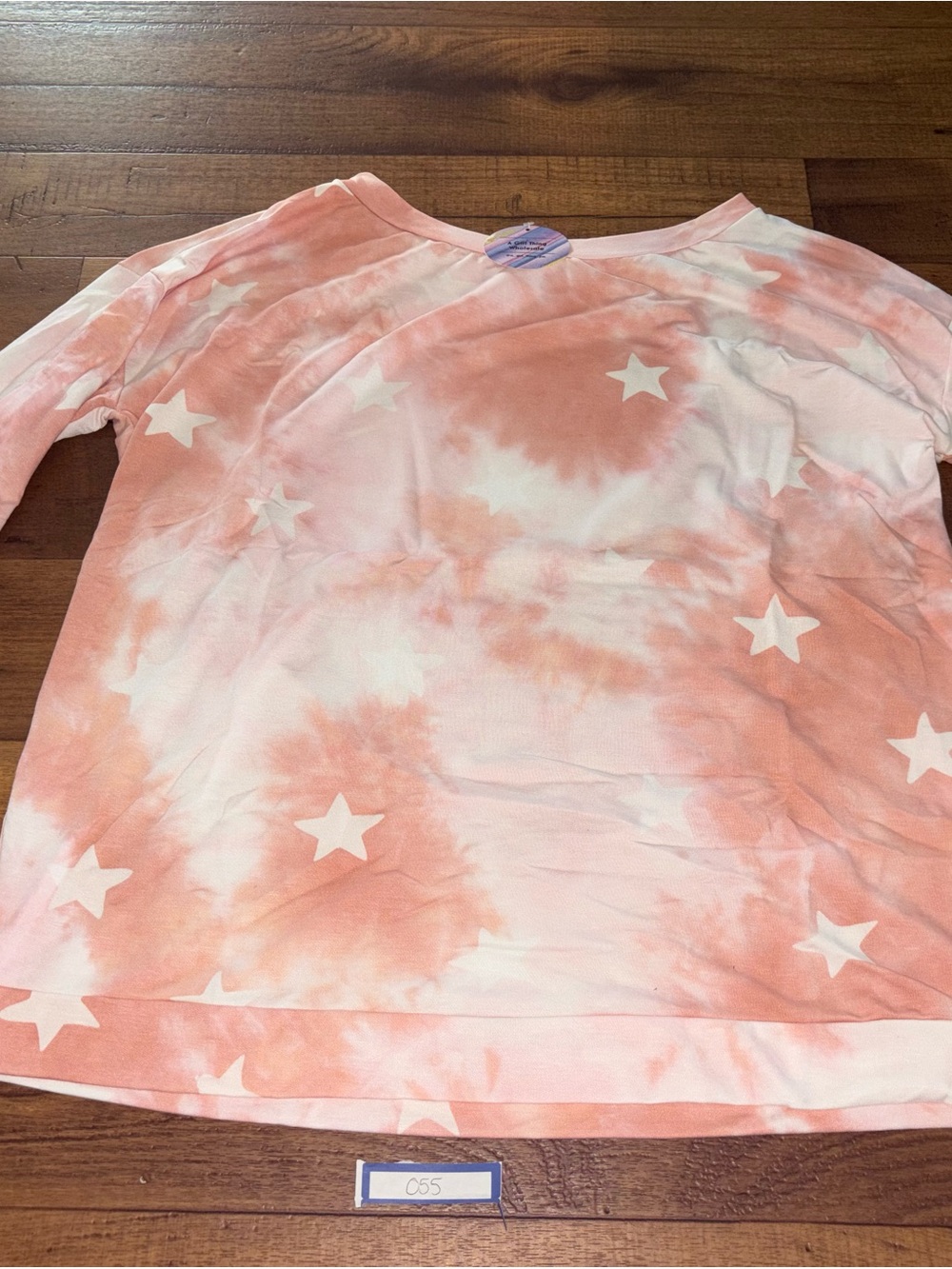 NWT A Girl Thing Pink Tie Dye Star Print Long Sleeve Pullover Top - Large